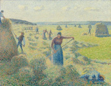 Camille Pissarro Painting - the harvest of hay in eragny 1887 Camille Pissarro